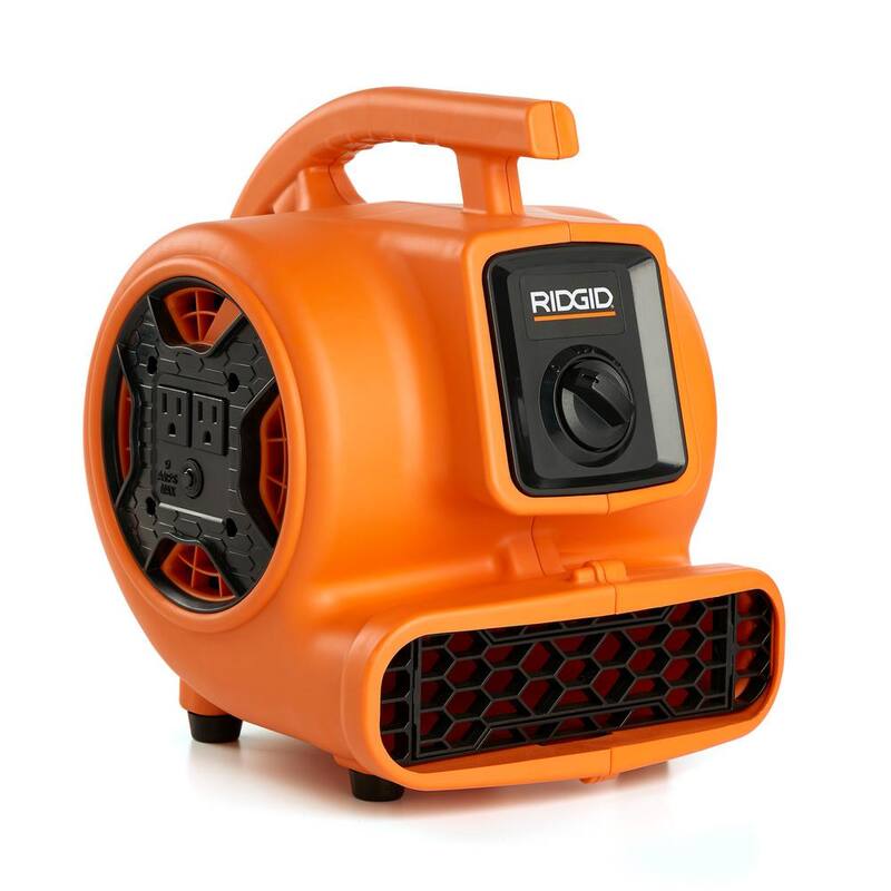 RIDGID 600 CFM 3-Speed Portable Blower Fan Air Mover with Daisy Chain, 3 Operating Positions for Water Damage Restoration - AM2265