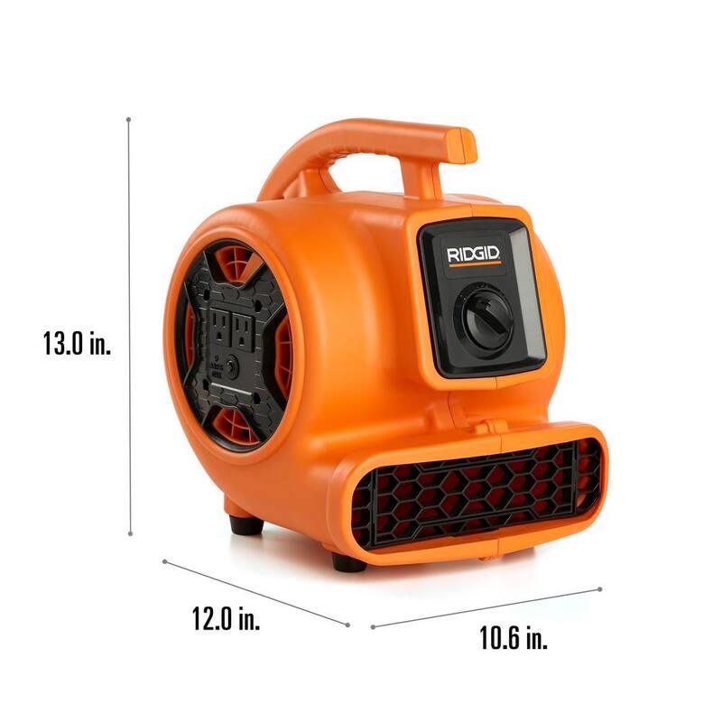 RIDGID 600 CFM 3-Speed Portable Blower Fan Air Mover with Daisy Chain, 3 Operating Positions for Water Damage Restoration - AM2265