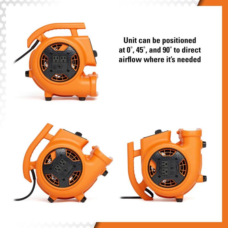 RIDGID 600 CFM 3-Speed Portable Blower Fan Air Mover with Daisy Chain, 3 Operating Positions for Water Damage Restoration - AM2265