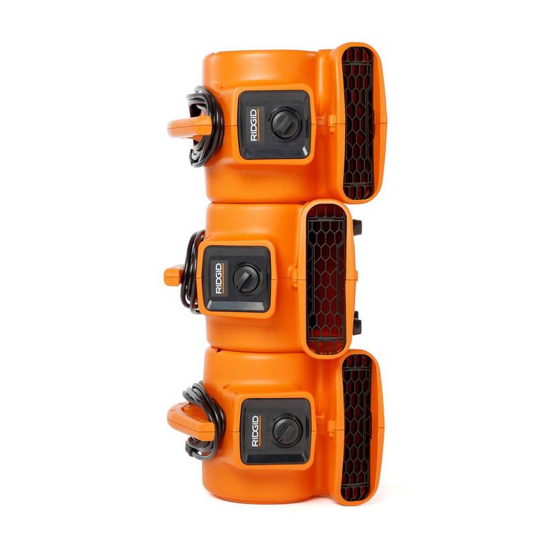 RIDGID 600 CFM 3-Speed Portable Blower Fan Air Mover with Daisy Chain, 3 Operating Positions for Water Damage Restoration - AM2265