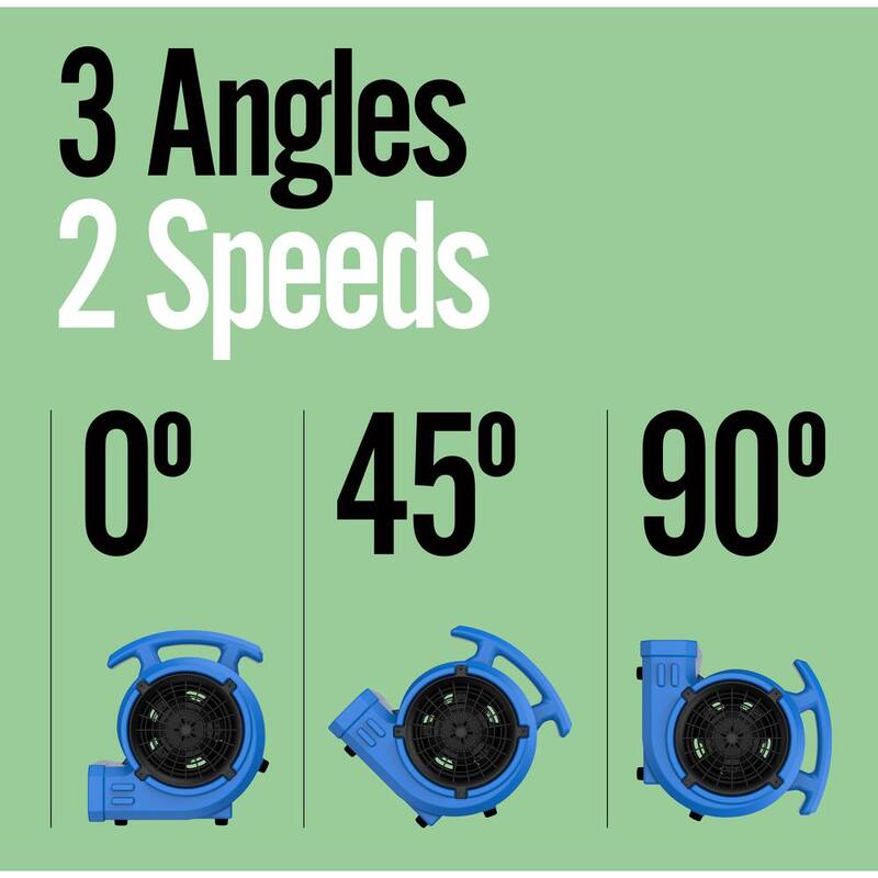 B-Air 1/8 HP Air Mover Carpet Dryer Floor Blower Fan for Home Use in Blue - BA-VP-15-BL