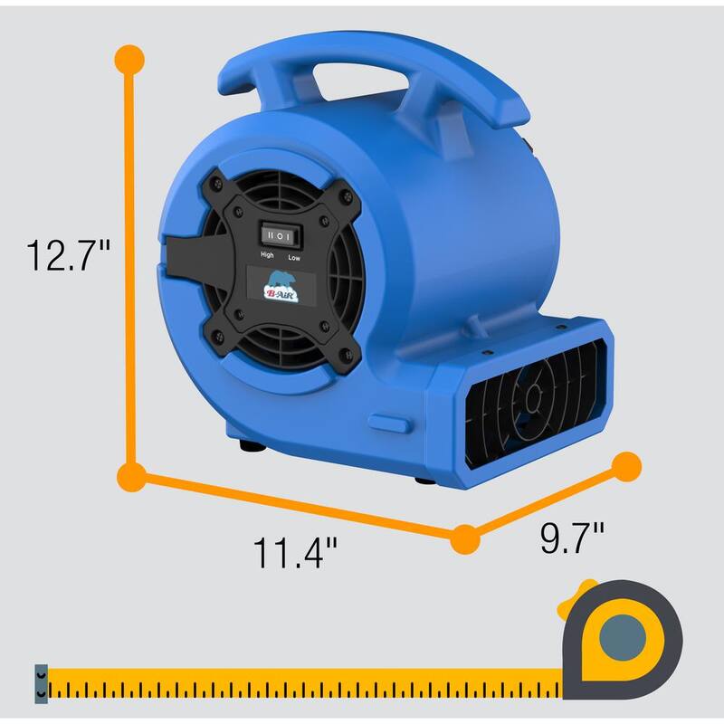 B-Air 1/8 HP Air Mover Carpet Dryer Floor Blower Fan for Home Use in Blue - BA-VP-15-BL