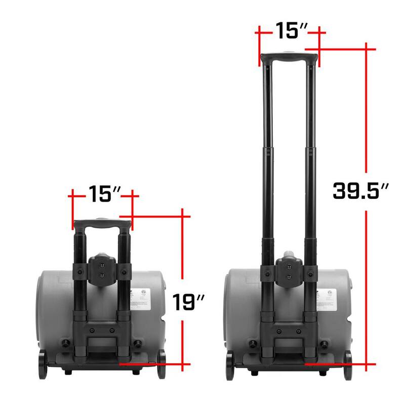 B-Air 1/2 HP Air Mover for Janitorial Water Damage Restoration Stackable Carpet Dryer Floor Blower Fan with Handle Grey - BA-VP-50-GY-H