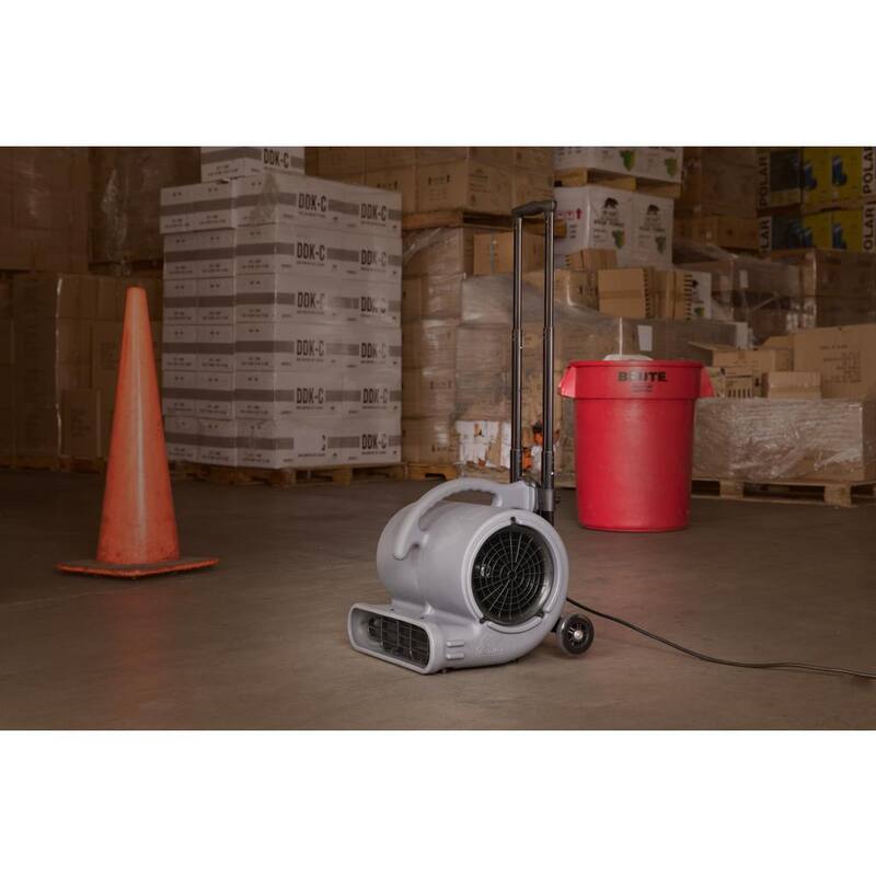 B-Air 1/2 HP Air Mover for Janitorial Water Damage Restoration Stackable Carpet Dryer Floor Blower Fan with Handle Grey - BA-VP-50-GY-H