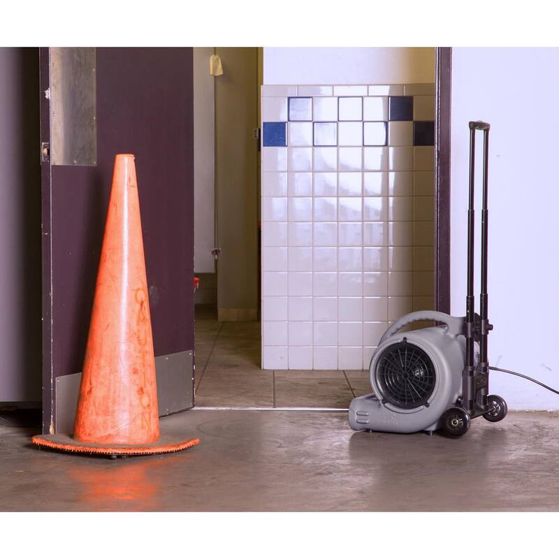B-Air 1/2 HP Air Mover for Janitorial Water Damage Restoration Stackable Carpet Dryer Floor Blower Fan with Handle Grey - BA-VP-50-GY-H