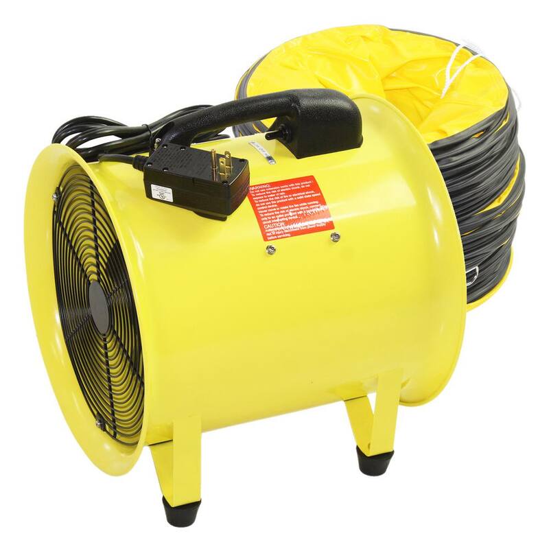 Maxx Air 12 in. 2-Speed High Velocity Portable Confined Space Ventilator Blower Fan in Yellow with 20 ft. Hose - HVHF12COMBOUPS