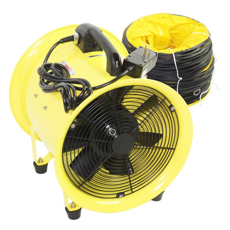 Maxx Air 12 in. 2-Speed High Velocity Portable Confined Space Ventilator Blower Fan in Yellow with 20 ft. Hose - HVHF12COMBOUPS