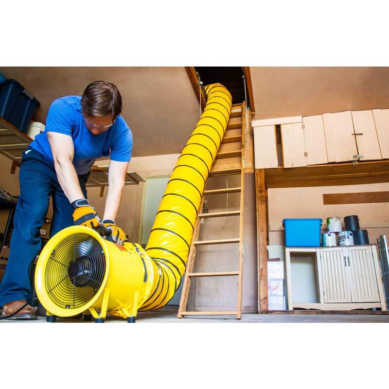 Maxx Air 12 in. 2-Speed High Velocity Portable Confined Space Ventilator Blower Fan in Yellow with 20 ft. Hose - HVHF12COMBOUPS