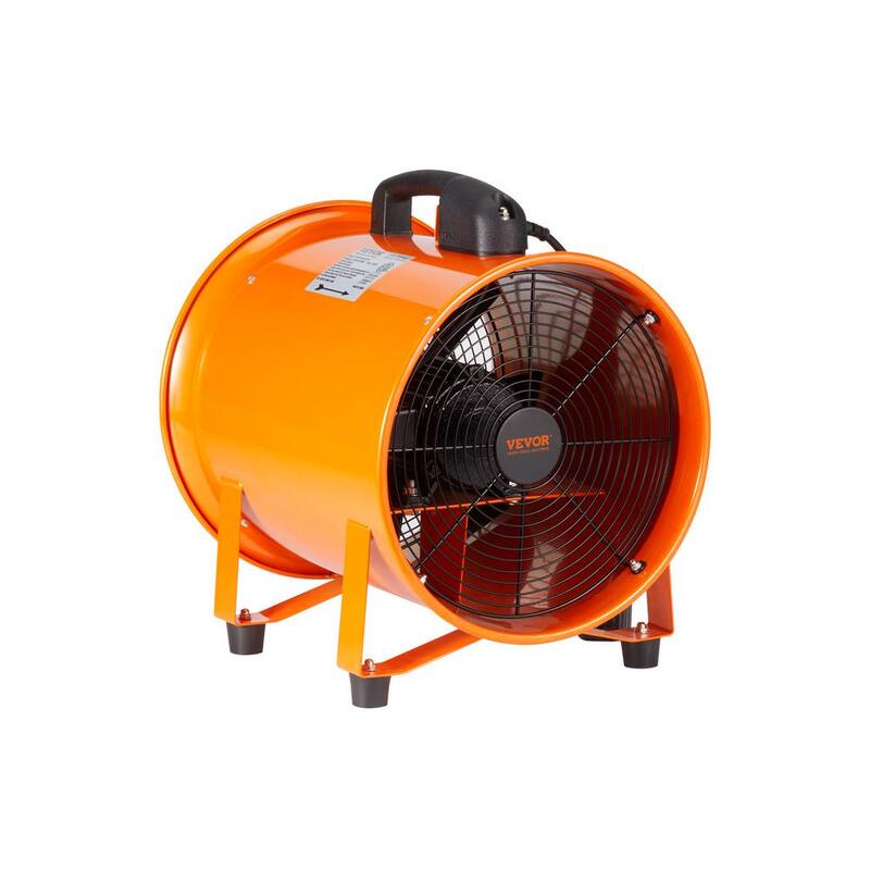 VEVOR Portable Ventilator 12 in. Heavy Duty Blower Fan with 16.4 ft. Duct Hose 585W Industrial Utility Blower 3198CFM, Orange - BXSG550W512INKRV0V1