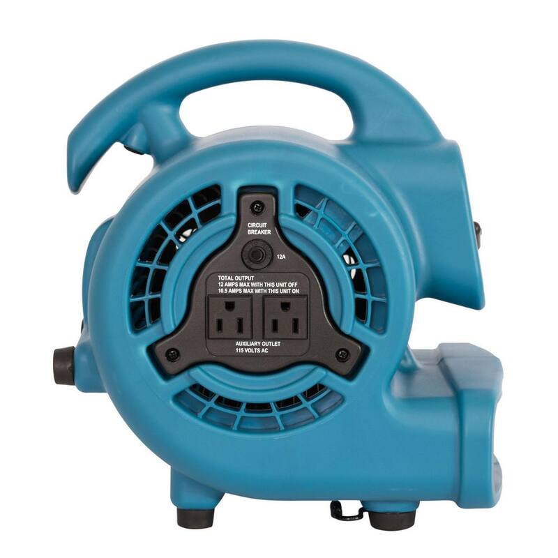 XPOWER 600 CFM 3-Speed Multi-Purpose Mini Mighty Air Mover Utility Blower Fan with Power Outlets - P-80A-Blue