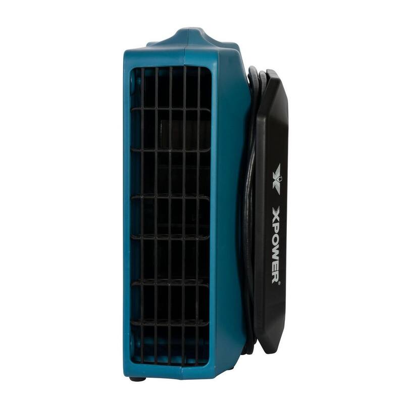 XPOWER 1/3 HP 1050 CFM 3-Speed Low Profile Air Mover, Floor Fan, Carpet Dryer with Build-in Power Outlets - PL-700A-Blue