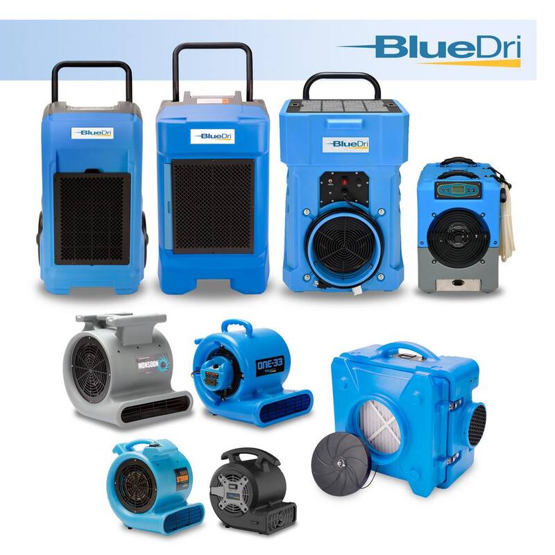 BlueDri 1/4 HP Polar Axial Blower Fan with High Velocity Air Mover for Water Damage Restoration Equipment in Blue - BA-PB-X24-BL