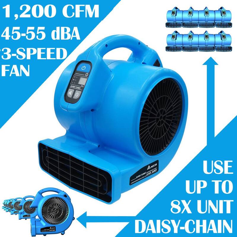 Delta Breez Powerful 1200 CFM 3-Speed DC Motor Ultra Quiet Blower Fan Air mover for Carpet, Water Damage Restoration - VCBAMR1200