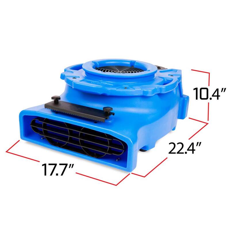 B-Air 1/4 HP Low Profile Blue Air Mover Blower Fan for Water Damage Restoration Carpet Dryer Floor - BA-VL-25-BL