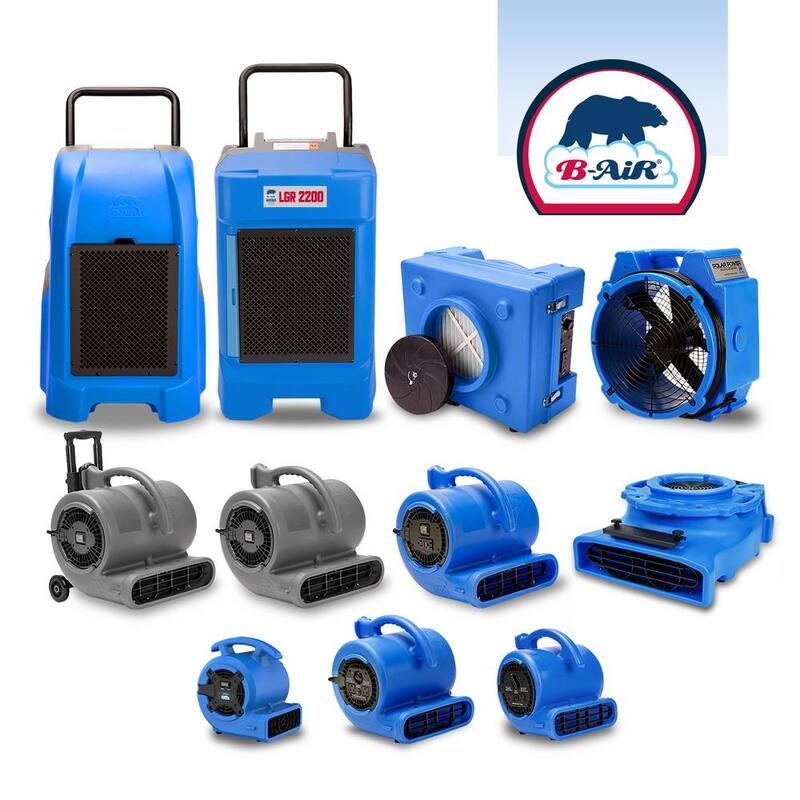 B-Air 1/4 HP Low Profile Blue Air Mover Blower Fan for Water Damage Restoration Carpet Dryer Floor - BA-VL-25-BL