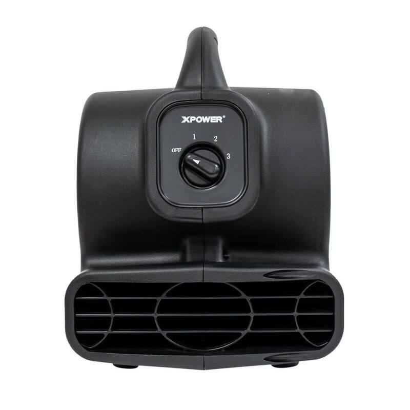 XPOWER 600 CFM 3-Speed Multi-Purpose Mini Mighty Air Mover Utility Blower Fan with Power Outlets - P-80A-Black