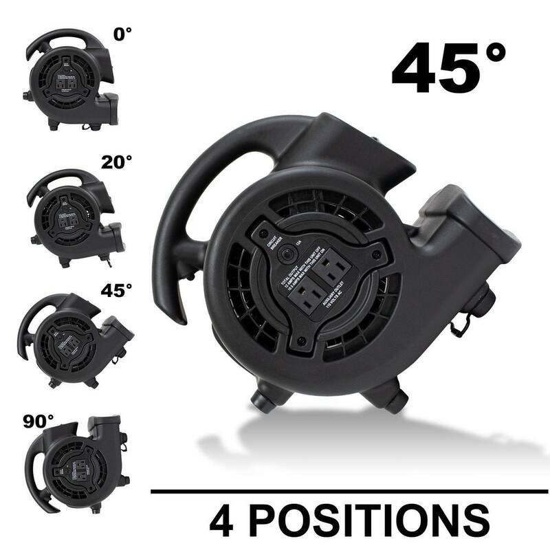 XPOWER 600 CFM 3-Speed Multi-Purpose Mini Mighty Air Mover Utility Blower Fan with Power Outlets - P-80A-Black