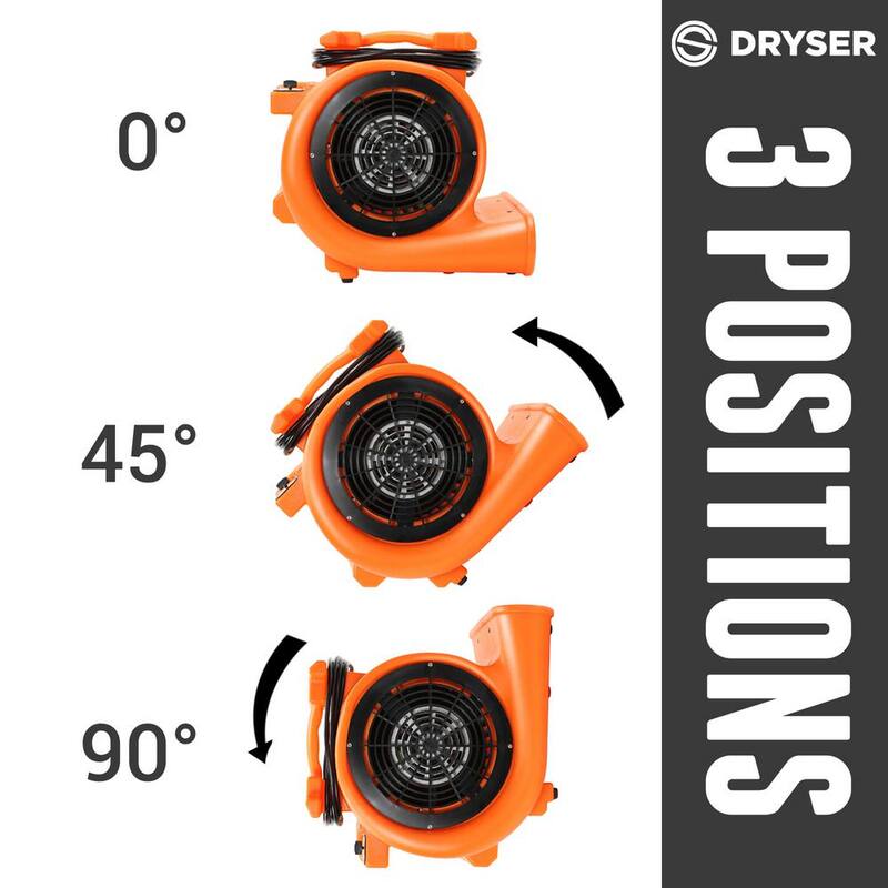 Dryser 1 HP 11 in. 3 Speed Blower Fan Air Mover in Orange - JAN-DRY-4200