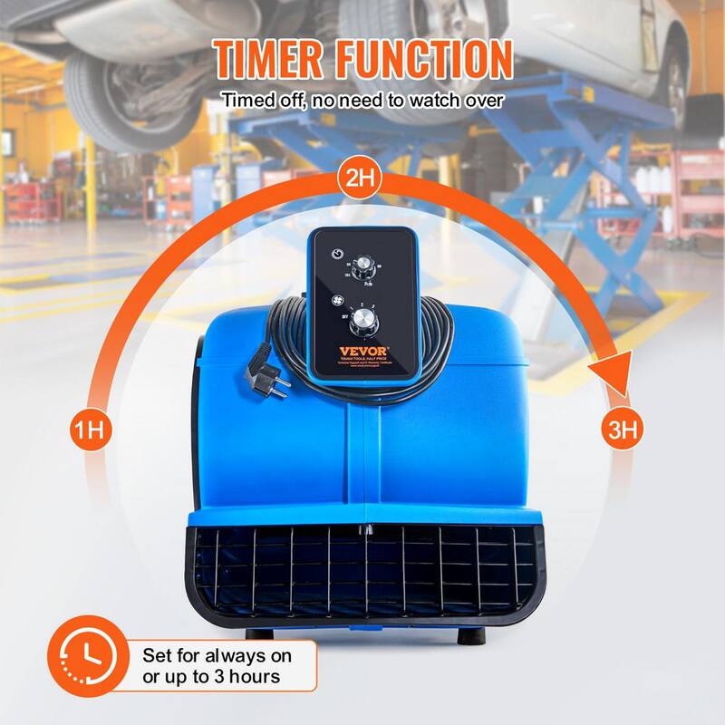 VEVOR Floor Blower 5 in. 3 Speeds Blower Fan in. Blue 1560 RPM 4000 CFM Air Mover for Drying and Cooling with 3 Blowing Angles - FXZXDMGFJ155NADD1V1