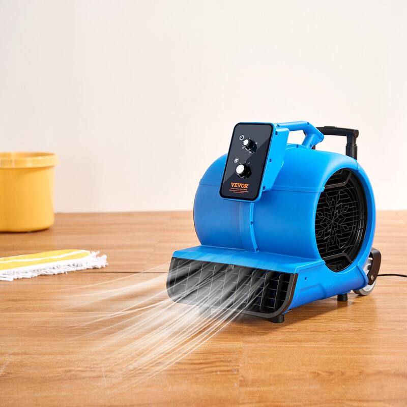 VEVOR Floor Blower 5 in. 3 Speeds Blower Fan in. Blue 1560 RPM 4000 CFM Air Mover for Drying and Cooling with 3 Blowing Angles - FXZXDMGFJ155NADD1V1