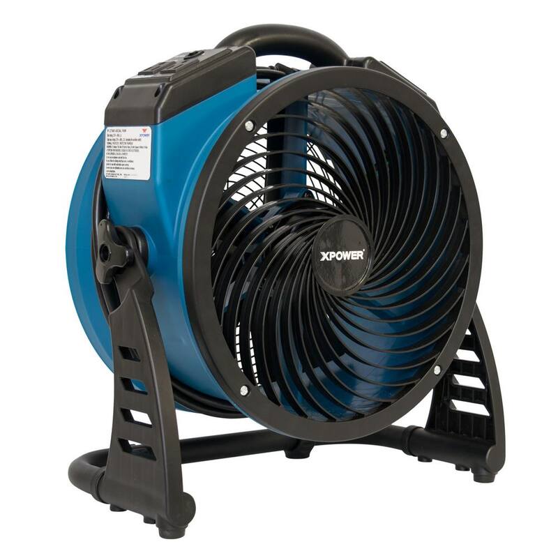 XPOWER P-26AR 1300 CFM 4-Speed Industrial Axial Air Mover Blower Fan with Built-in. Power Outlets in Blue - P-26AR