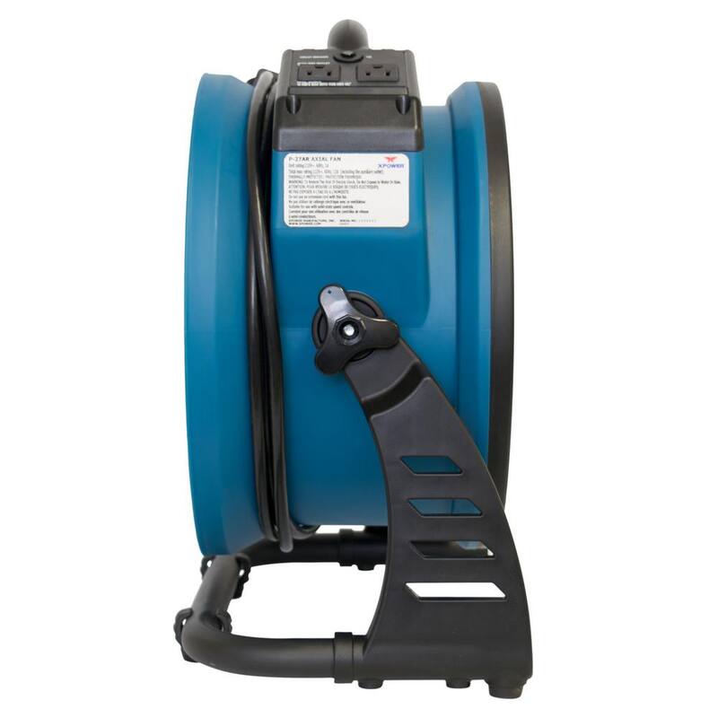 XPOWER P-26AR 1300 CFM 4-Speed Industrial Axial Air Mover Blower Fan with Built-in. Power Outlets in Blue - P-26AR