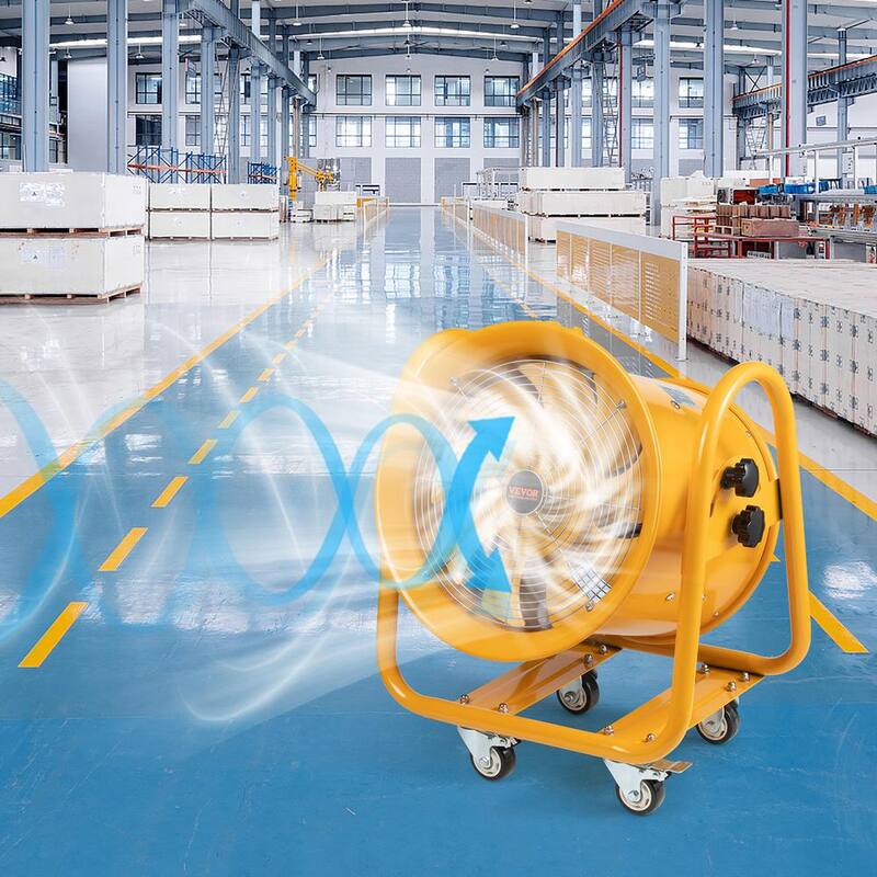 VEVOR Portable Ventilator 16 in. Blower Fan 1100W Exhaust Fan 4240CFM 16.4 ft. Power Cord Industrial Utility Blower, Yellow - FBGS1100W16IN6JLSV1
