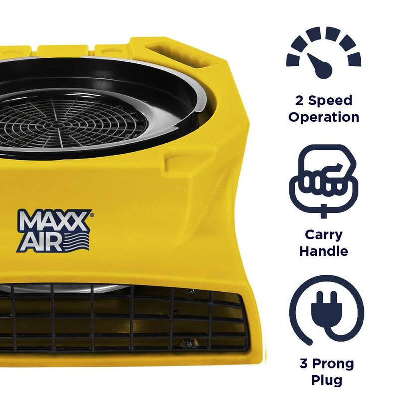Maxx Air 1600 CFM 1/2-HP 19.5 in. 2-Speed Low Profile Blower Fan in Yellow with Daisy Chain Capable and Stackable Design - HVCF1600