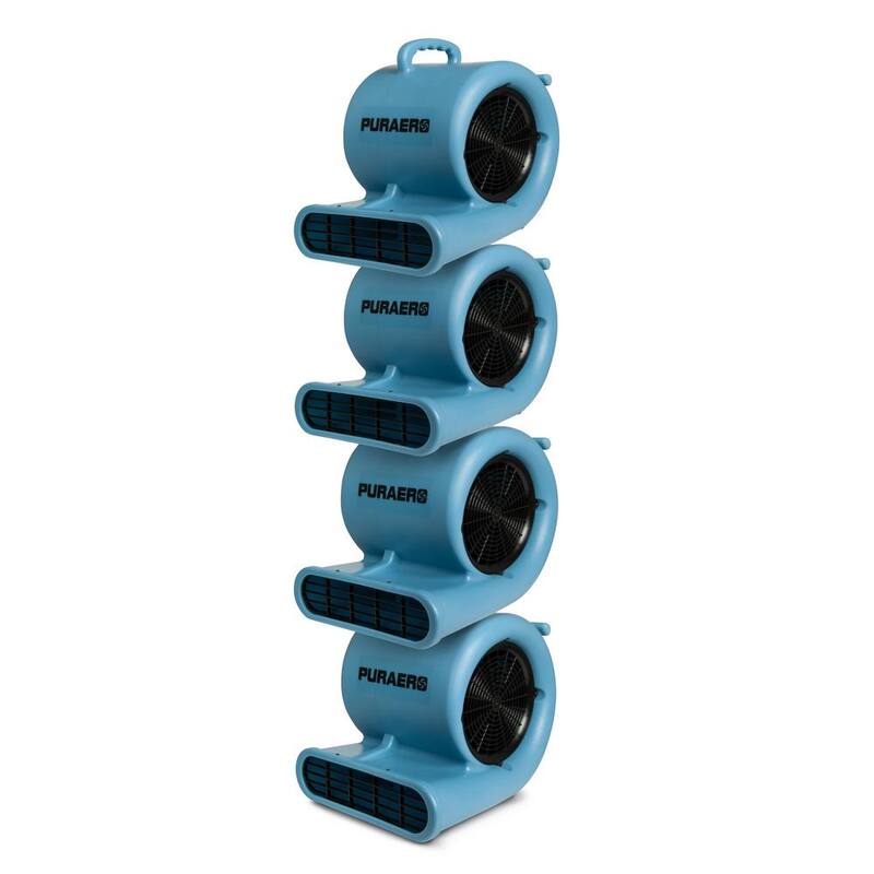Ecor Pro 1/3 HP Air Mover Carpet Dryer Blower Floor Fan with 2550 CFM, GFCI Daisy Chain, Blue - PA-330-AM-BL