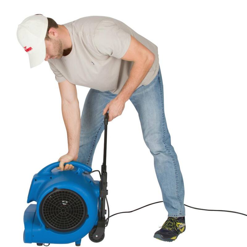 XPOWER 1 HP 3600 CFM 3 Speed Air Mover Carpet Dryer Floor Fan Blower with Telescopic Handle and Wheels - P-830H-Blue