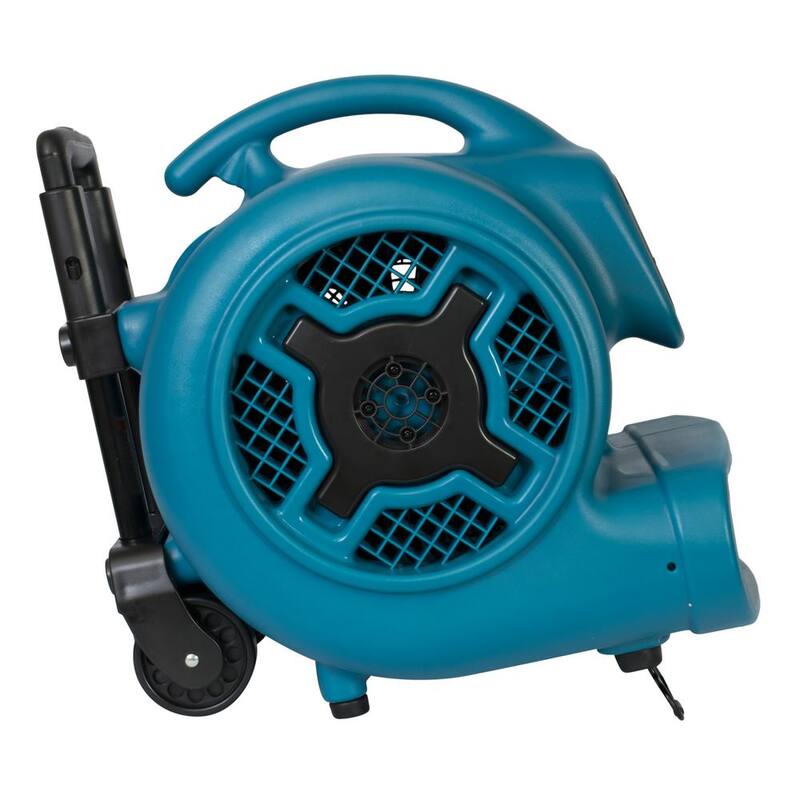 XPOWER 1 HP 3600 CFM 3 Speed Air Mover Carpet Dryer Floor Fan Blower with Telescopic Handle and Wheels - P-830H-Blue