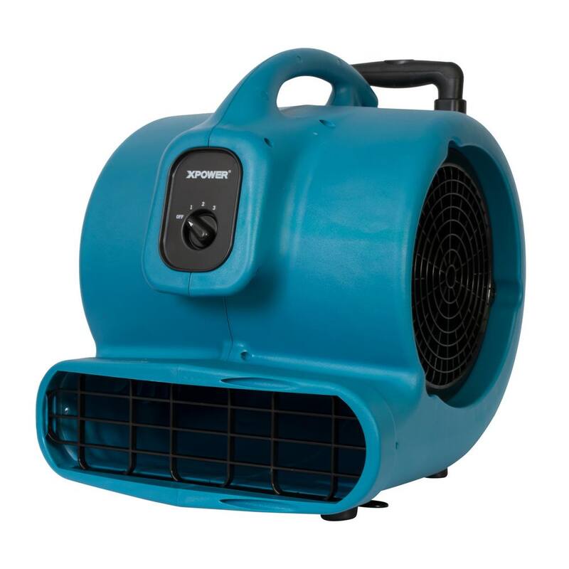 XPOWER 1 HP 3600 CFM 3 Speed Air Mover Carpet Dryer Floor Fan Blower with Telescopic Handle and Wheels - P-830H-Blue