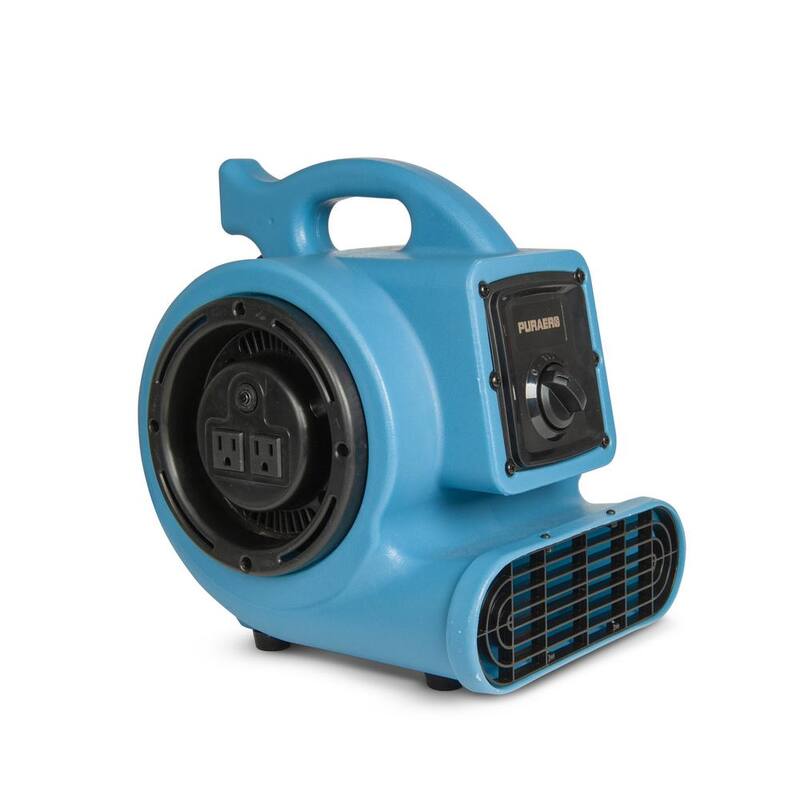 Ecor Pro 1/5 HP Air Mover Carpet Dryer Blower Floor Fan with 800 CFM, GFCI Daisy Chain, Blue - PA-200-AM-BL
