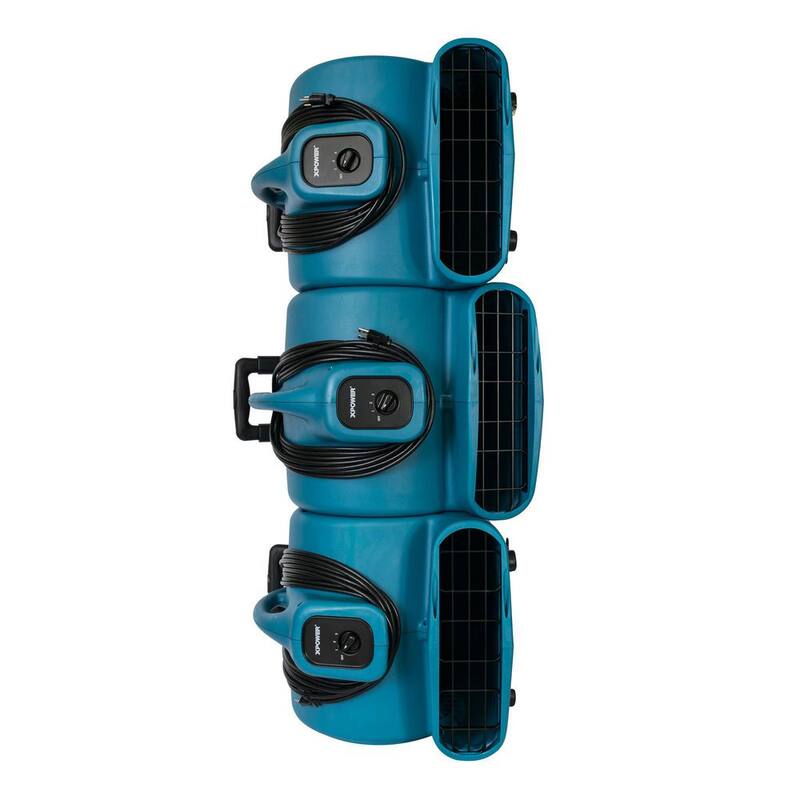 XPOWER 3/4 HP 3200 CFM 3 Speed Air Mover Carpet Dryer Floor Fan Blower with Telescopic Handle and Wheels - P-800H-Blue