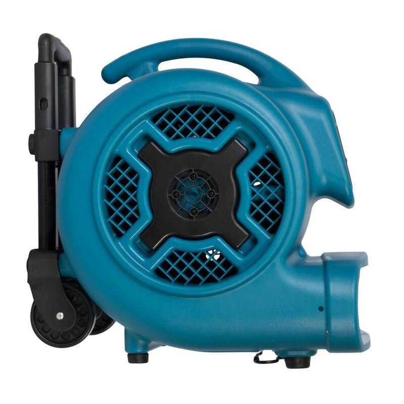 XPOWER 3/4 HP 3200 CFM 3 Speed Air Mover Carpet Dryer Floor Fan Blower with Telescopic Handle and Wheels - P-800H-Blue