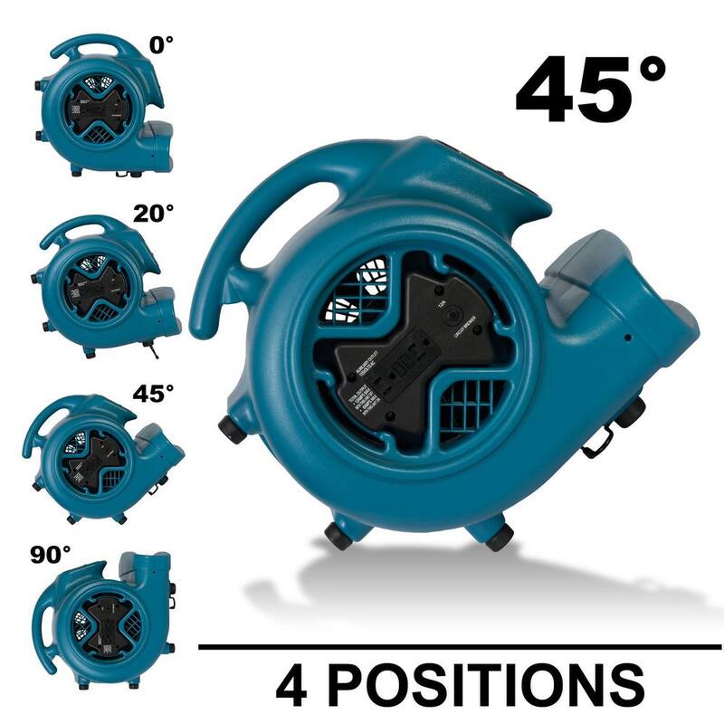 XPOWER Large Industrial Air Mover/Blower Fan with Built-in Power Outlets - P-600A-Blue