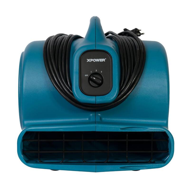 XPOWER Large Industrial Air Mover/Blower Fan with Built-in Power Outlets - P-600A-Blue
