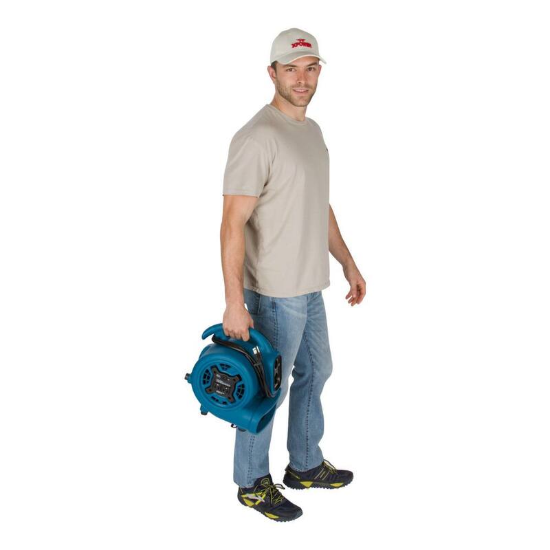 XPOWER 925 CFM 3-Speed Multi-Purpose Mini Mighty Air Mover Utility Blower Fan with Power Outlets and Timer in Red - P-230AT-Red