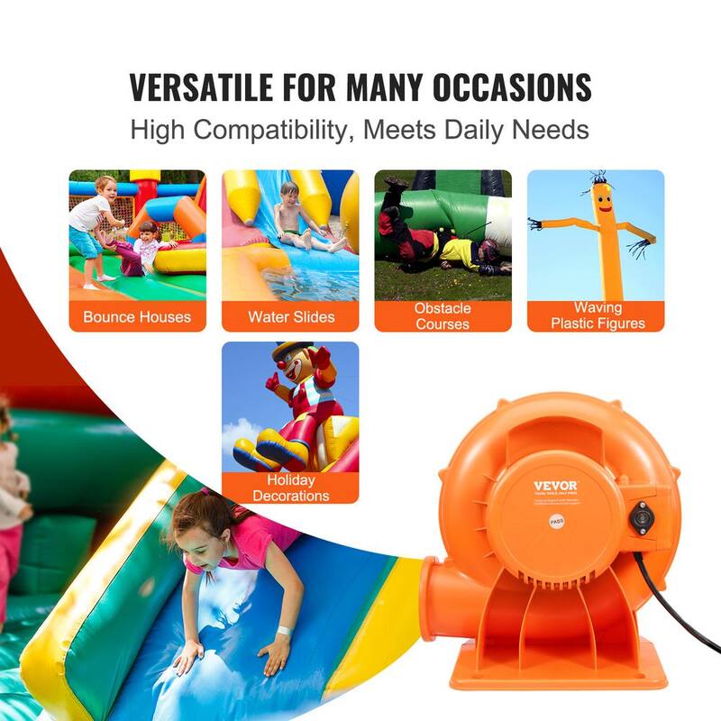 VEVOR Inflatable Blower 14 in. 1-Speed Blower Fan in Orange 950-Watt with 1/1.2 HP Bounce Blower Pump Air Blower 3300 RPM - ZTXYMP34X3430EWF0V0-0819