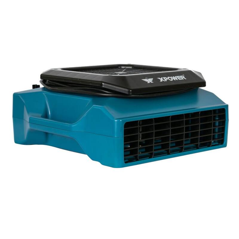 XPOWER 1/3 HP 1150 CFM Sealed Motor Low Profile Air Mover, Floor Fan, Carpet Dryer with Build-in GFCI Power Outlets, Hour Meter - XL-760AM