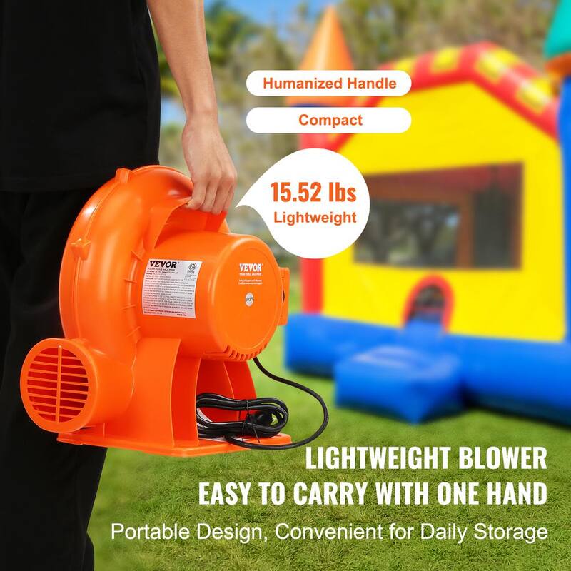 VEVOR Inflatable Blower 14 in. 1 Speed Blower Fan in Orange with 2 modes 1/1.2HP 950-Watt Pump Commercial Air Blower, 3300 RPM - QMFJD950W221M7H2LV1-0820