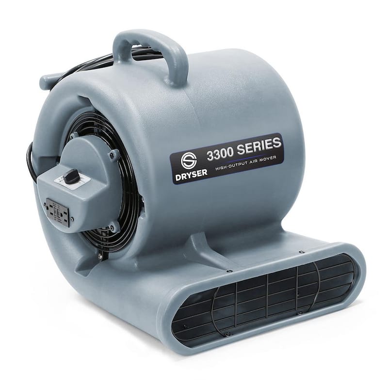 Dryser 1/3 HP 9.5 in. 3 Speed Blower Fan Air Mover in Gray - JAN-DRY-3300