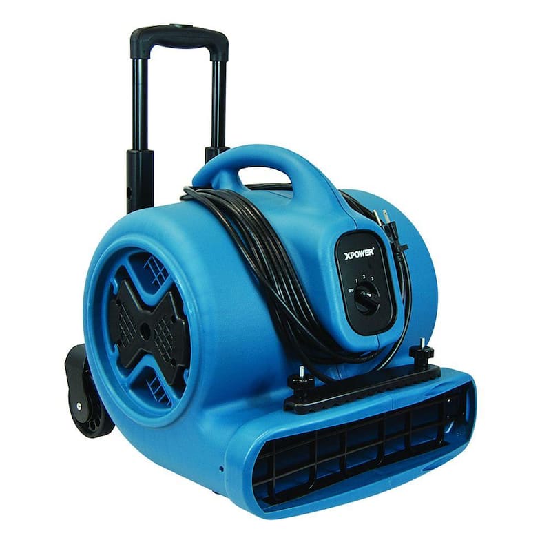 XPOWER 1/2 HP Air Mover Blower Fan with Telescopic Handle and Wheels and Carpet Clamp - P-630HC