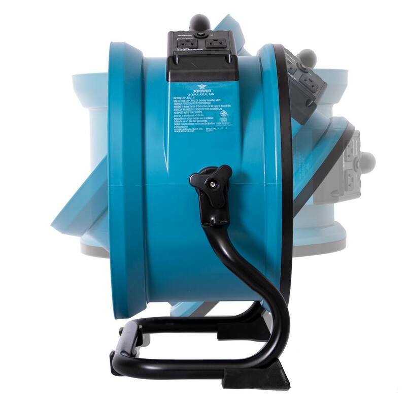 XPOWER X-39AR 1/4 HP 2 1 00 CFM Variable Speed Sealed Motor Industrial Axial Air Mover Blower Fan with Power Outlets in Blue - X-39AR-Blue