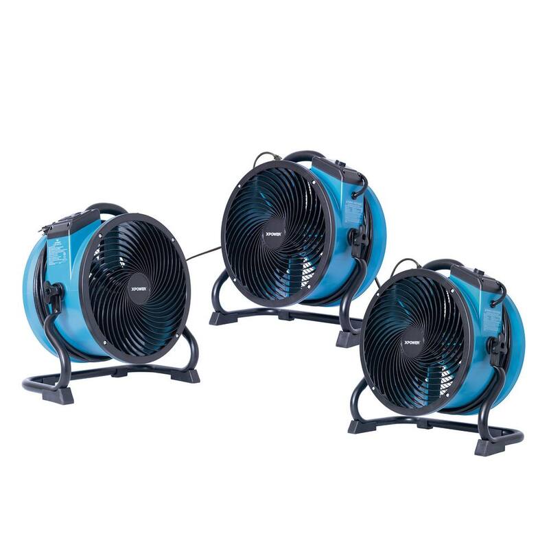 XPOWER X-39AR 1/4 HP 2 1 00 CFM Variable Speed Sealed Motor Industrial Axial Air Mover Blower Fan with Power Outlets in Blue - X-39AR-Blue
