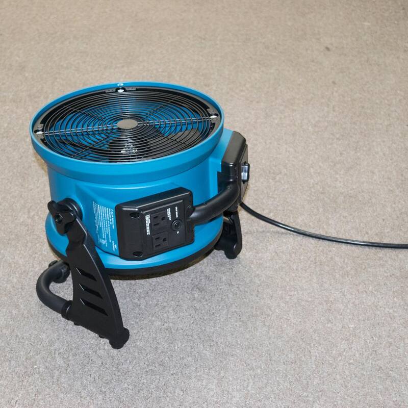 XPOWER X-39AR 1/4 HP 2 1 00 CFM Variable Speed Sealed Motor Industrial Axial Air Mover Blower Fan with Power Outlets in Blue - X-39AR-Blue