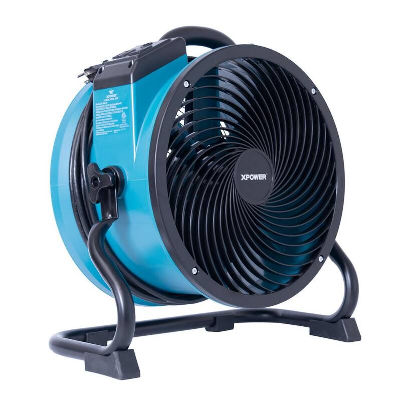 XPOWER X-39AR 1/4 HP 2 1 00 CFM Variable Speed Sealed Motor Industrial Axial Air Mover Blower Fan with Power Outlets in Blue - X-39AR-Blue