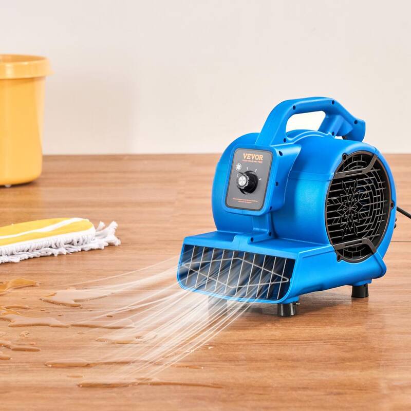 VEVOR Floor Blower 5 in. 3 Speeds Blower Fan in. Blue 1360 RPM 600 CFM Air Mover for Drying and Cooling with 4 Blowing Angles - FXZXDMGFJ130AAPPHV1