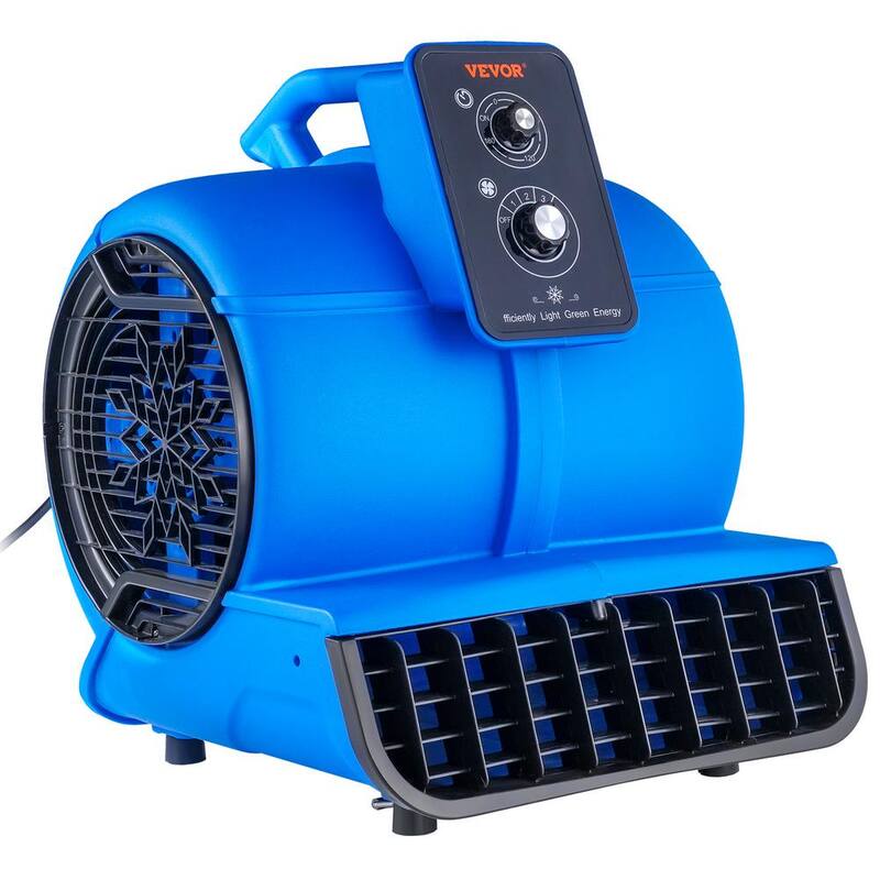 VEVOR Floor Blower 19.3 in. 3 Speeds Blower Fan in Blue with 1/2 HP 2600 CFM Air Mover for Drying and Cooling Carpet Dryer Fan - FXZXDMGFJ1800S8XLV1-0819