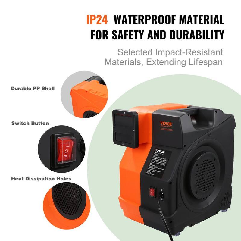 VEVOR Inflatable Blower 15 in. 1 Speed Blower Fan in Orange with 1.5/1.7 HP 1100-Watt Pump Commercial Air Blower 3100 RPM - SYQM1100W74M2G16HV1-0819